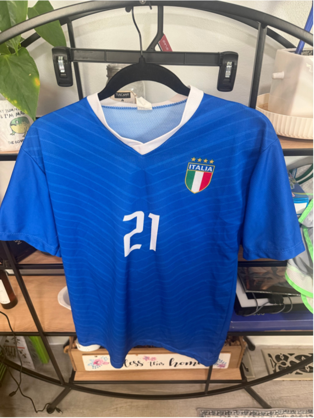 Men's Unbranded Italy Pirlo #21 Soccer Jersey Size S Blue White